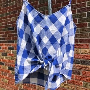 Eyelash Couture Blue/White Tie Hem Top